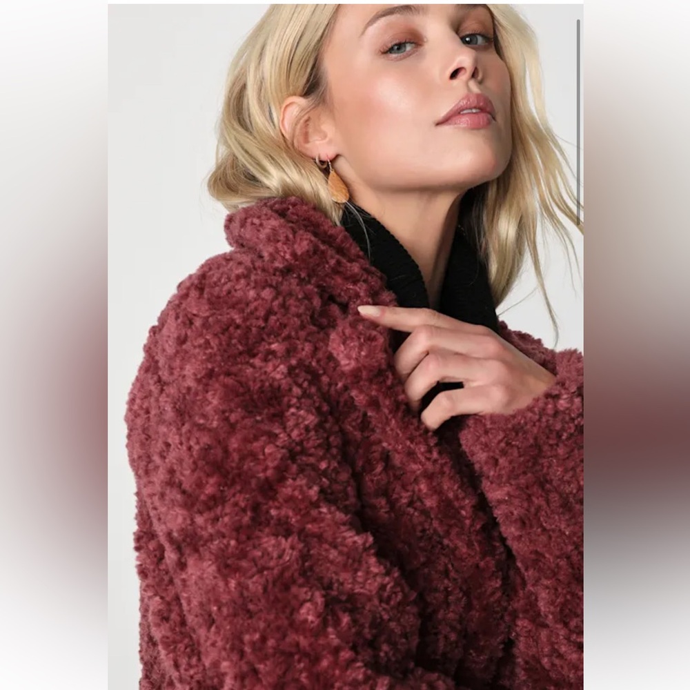 Lulus Plum Purple Teddy Coat - XL - Picture 3 of 11